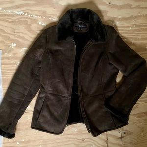 Fleet Street Brown Suede Faux Fur Jacket sz M
